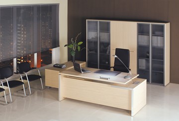 Офисный стол для руководителя Reventon, зебрано песочный, правый (200х90х76) МЕ 131 в Петрозаводске - предосмотр 2