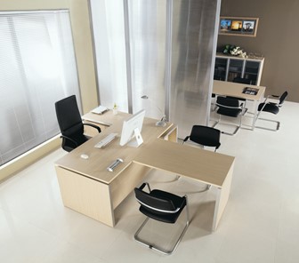 Офисный стол для руководителя Reventon, зебрано песочный, правый (200х90х76) МЕ 131 в Петрозаводске - предосмотр 4