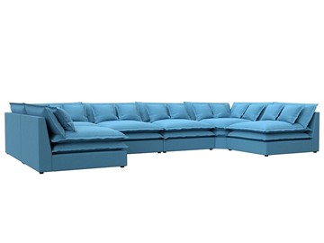 Большой П-образный диван Лига-040, Амур голубой (рогожка) в Петрозаводске