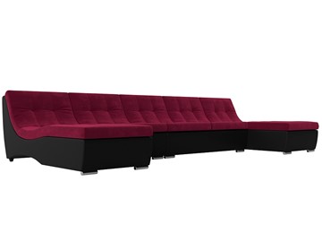 П-образный диван Монреаль, Бордовый\Черный (Микровельвет\Экокожа) в Петрозаводске