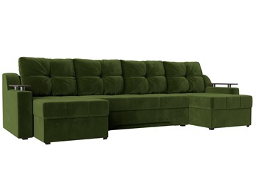 Большой П-образный диван Сенатор, Зеленый (Микровельвет) боннель в Петрозаводске