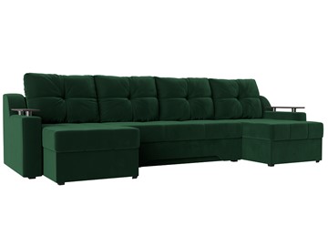 Большой П-образный диван Сенатор, Зеленый (Велюр) боннель в Петрозаводске