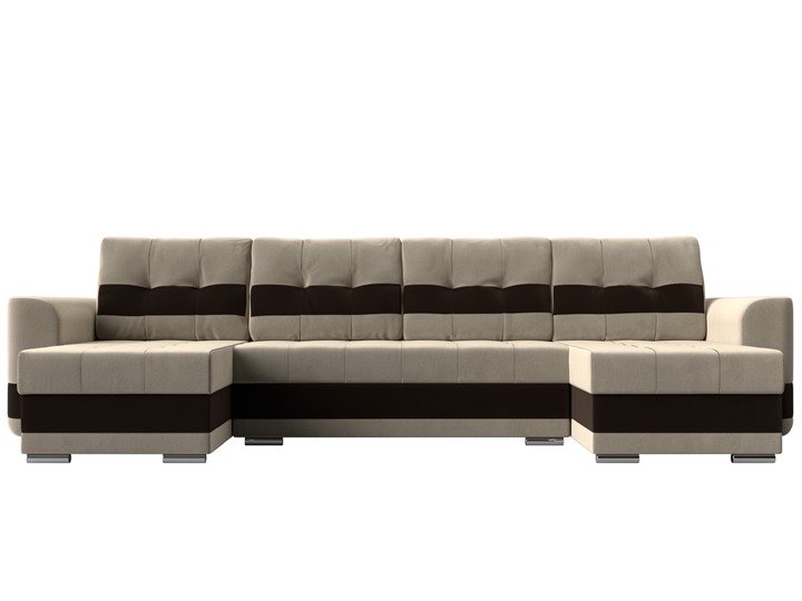 П-образный диван Честер, Бежевый/коричневый (вельвет) в Петрозаводске - изображение 1