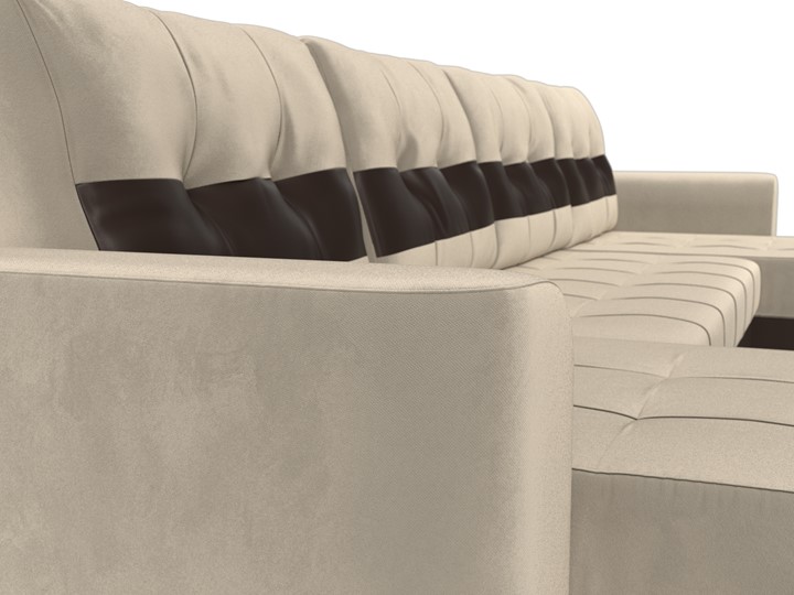 П-образный диван Честер, Бежевый/коричневый (вельвет/экокожа) в Петрозаводске - изображение 3