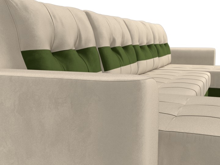 П-образный диван Честер, Бежевый/зеленый (вельвет) в Петрозаводске - изображение 3