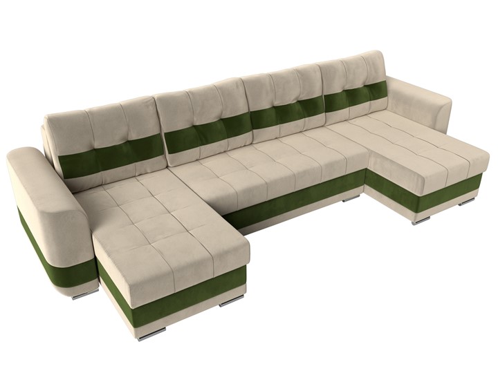 П-образный диван Честер, Бежевый/зеленый (вельвет) в Петрозаводске - изображение 4