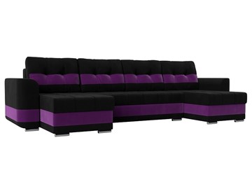 П-образный диван Честер, Черный/фиолетовый (вельвет) в Петрозаводске - предосмотр