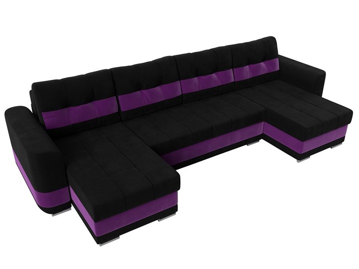 П-образный диван Честер, Черный/фиолетовый (вельвет) в Петрозаводске - изображение 4