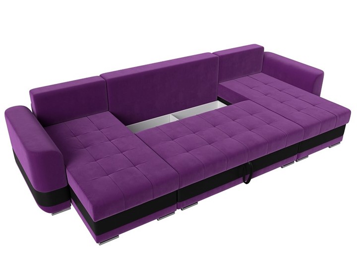 П-образный диван Честер, Фиолетовый/черный (вельвет/экокожа) в Петрозаводске - изображение 6