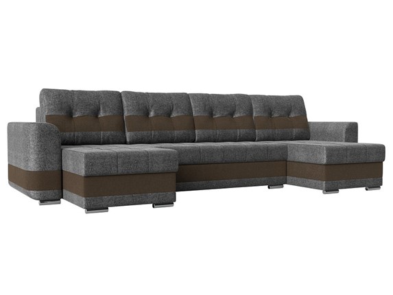 П-образный диван Честер, Серый/коричневый (рогожка) в Петрозаводске - изображение