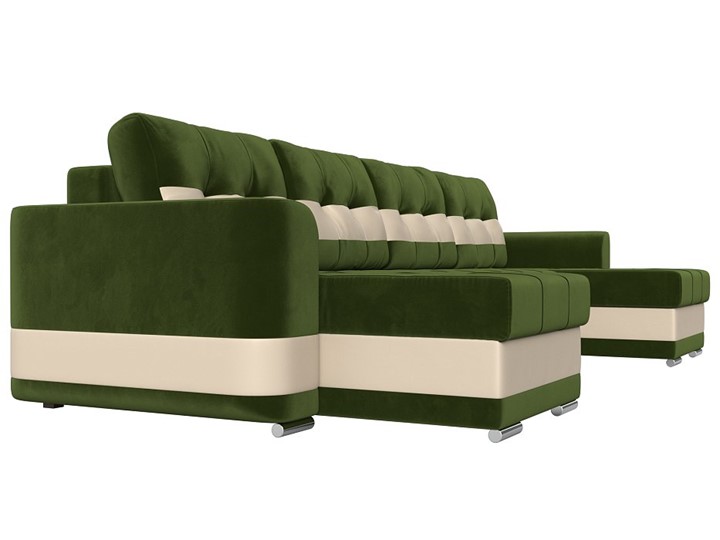 П-образный диван Честер, Зеленый/бежевый (вельвет/экокожа) в Петрозаводске - изображение 2