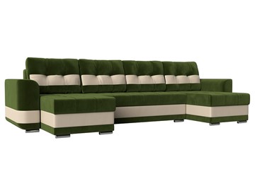 П-образный диван Честер, Зеленый/бежевый (вельвет/экокожа) в Петрозаводске