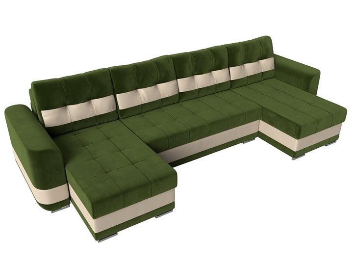 П-образный диван Честер, Зеленый/бежевый (вельвет/экокожа) в Петрозаводске - изображение 4