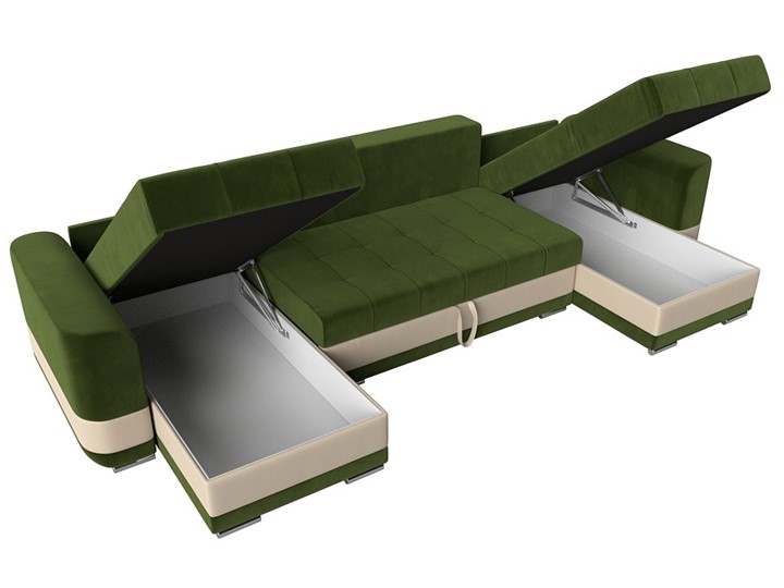 П-образный диван Честер, Зеленый/бежевый (вельвет/экокожа) в Петрозаводске - изображение 5