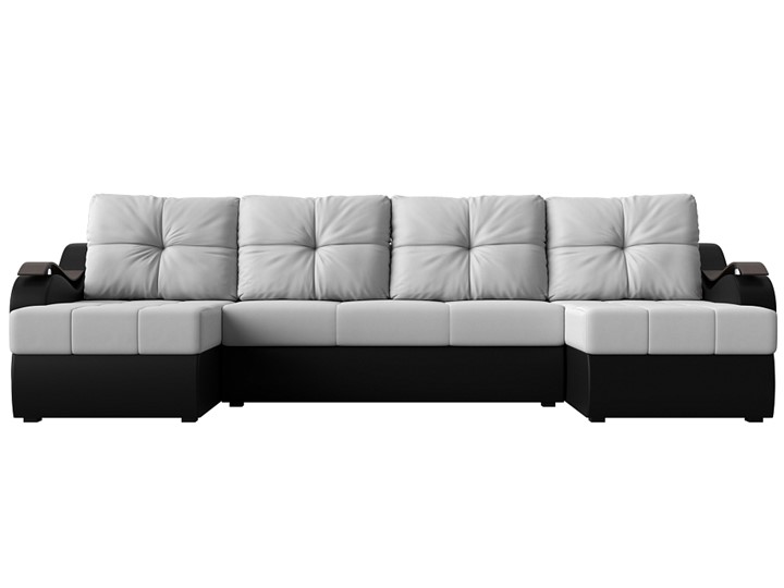 П-образный диван Меркурий П, Белый/черный (экокожа) в Петрозаводске - изображение 1