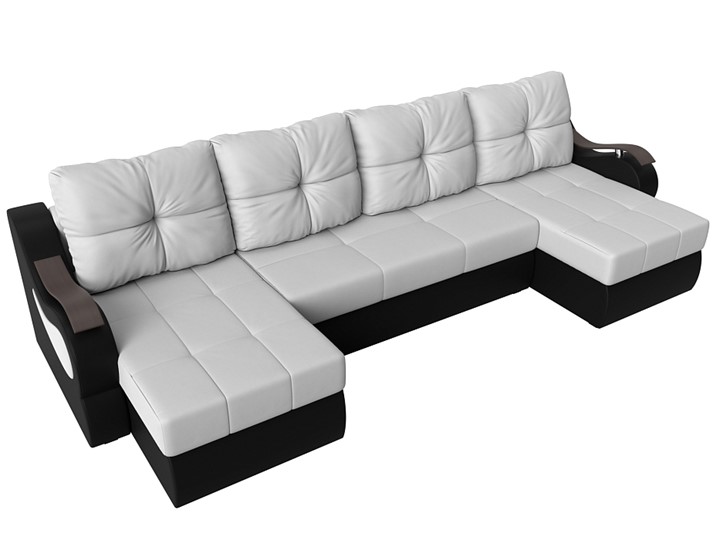П-образный диван Меркурий П, Белый/черный (экокожа) в Петрозаводске - изображение 4