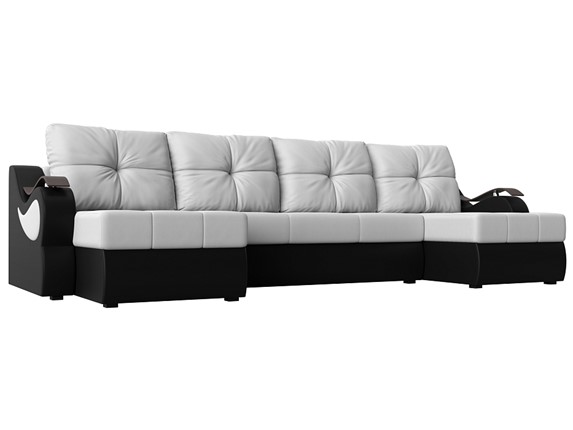 П-образный диван Меркурий П, Белый/черный (экокожа) в Петрозаводске - изображение