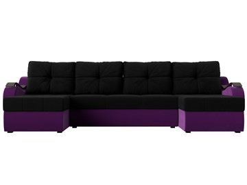 П-образный диван Меркурий П, Черный/фиолетовый (вельвет) в Петрозаводске - предосмотр 1