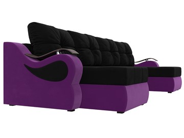 П-образный диван Меркурий П, Черный/фиолетовый (вельвет) в Петрозаводске - предосмотр 2