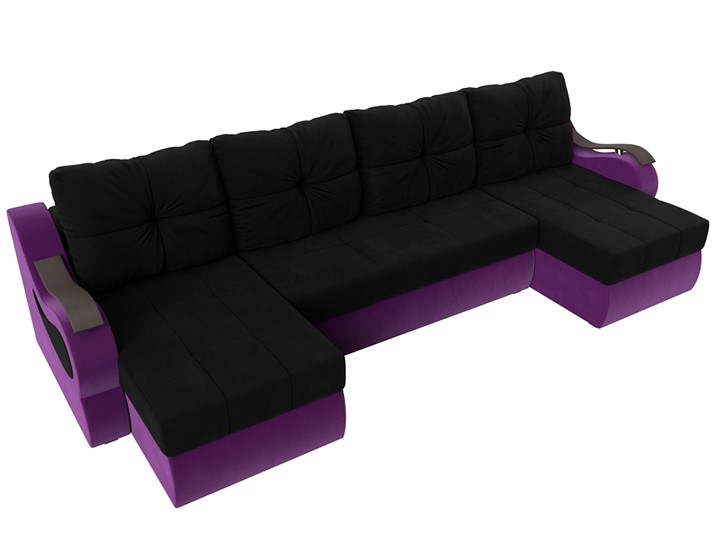 П-образный диван Меркурий П, Черный/фиолетовый (вельвет) в Петрозаводске - изображение 4
