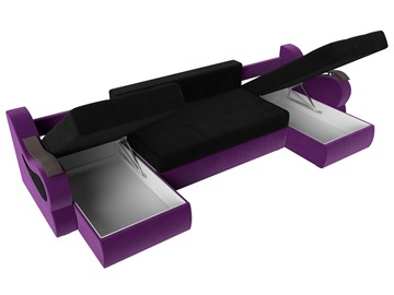П-образный диван Меркурий П, Черный/фиолетовый (вельвет) в Петрозаводске - предосмотр 6