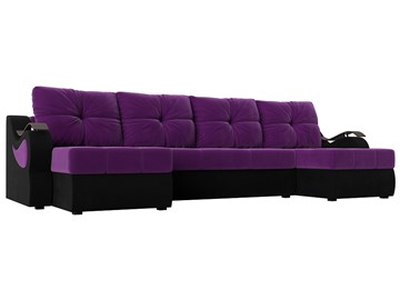 П-образный диван Меркурий П, Фиолетовый/черный (вельвет) в Петрозаводске - предосмотр