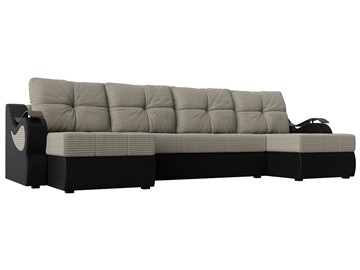 П-образный диван Меркурий П, Корфу 02 (рогожка)/черный (экокожа) в Петрозаводске - предосмотр