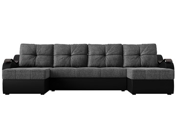 П-образный диван Меркурий П, Серый/черный (рогожка/экокожа) в Петрозаводске - предосмотр 1