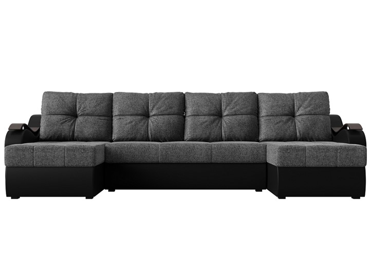 П-образный диван Меркурий П, Серый/черный (рогожка/экокожа) в Петрозаводске - изображение 1