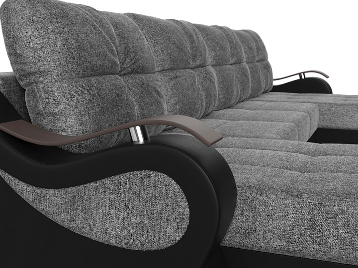 П-образный диван Меркурий П, Серый/черный (рогожка/экокожа) в Петрозаводске - изображение 3