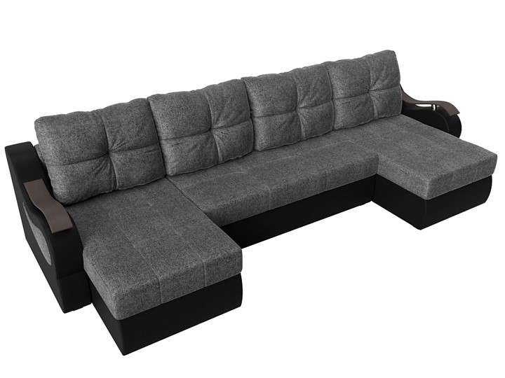 П-образный диван Меркурий П, Серый/черный (рогожка/экокожа) в Петрозаводске - изображение 4