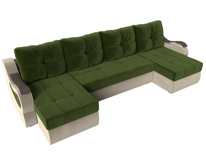 П-образный диван Меркурий П, Зеленый/бежевый (вельвет) в Петрозаводске - изображение 4