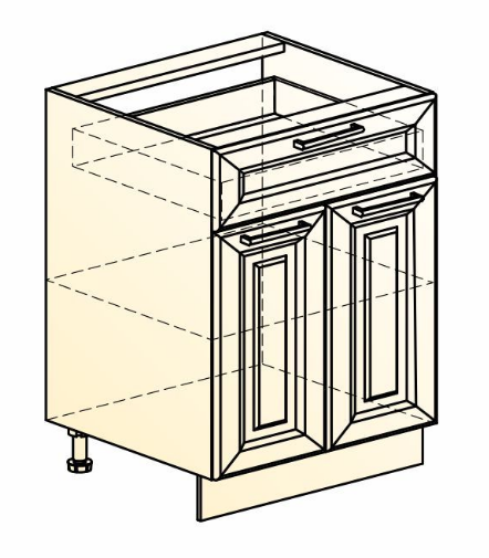 Шкаф рабочий Мишель L600 (2 дв. гл. 1 ящ.) эмаль (белый/белый) в Петрозаводске - изображение 1