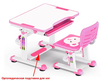 Парта растущая + стул Mealux BD-08 Teddy, pink, розовая в Петрозаводске - предосмотр