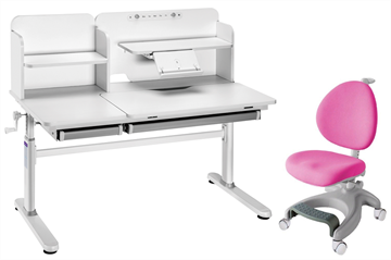 Комплект парта + кресло Iris II Grey + Cielo Pink + чехол для кресла в подарок в Петрозаводске - предосмотр