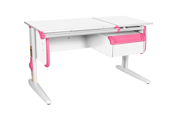 Детский стол-трансформер 1/75-40 (СУТ.25) + Tumba 1 Белый/Белый/розовый в Петрозаводске - изображение