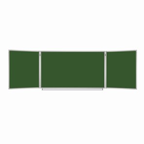 Доска для мела магнитная 3-х элементная 100х150/300 см, 5 рабочих поверхностей, зеленая, BRAUBERG, 231707 в Петрозаводске - предосмотр